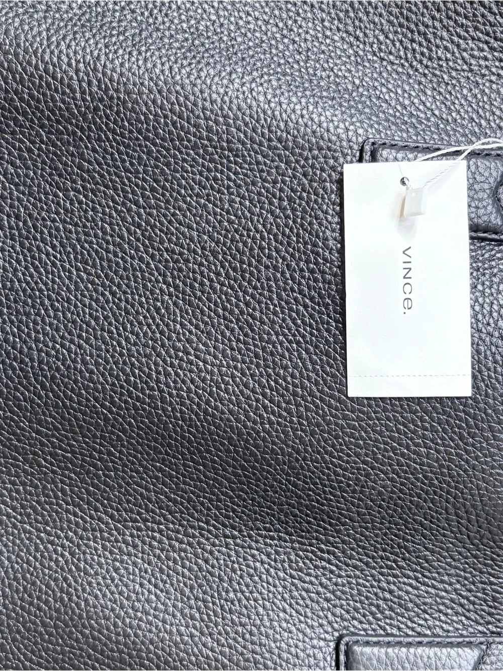 VINCE Black Pebbled Leather Tote Bag